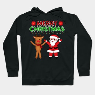 Cute Santa and Reindeer Christmas Hoodie